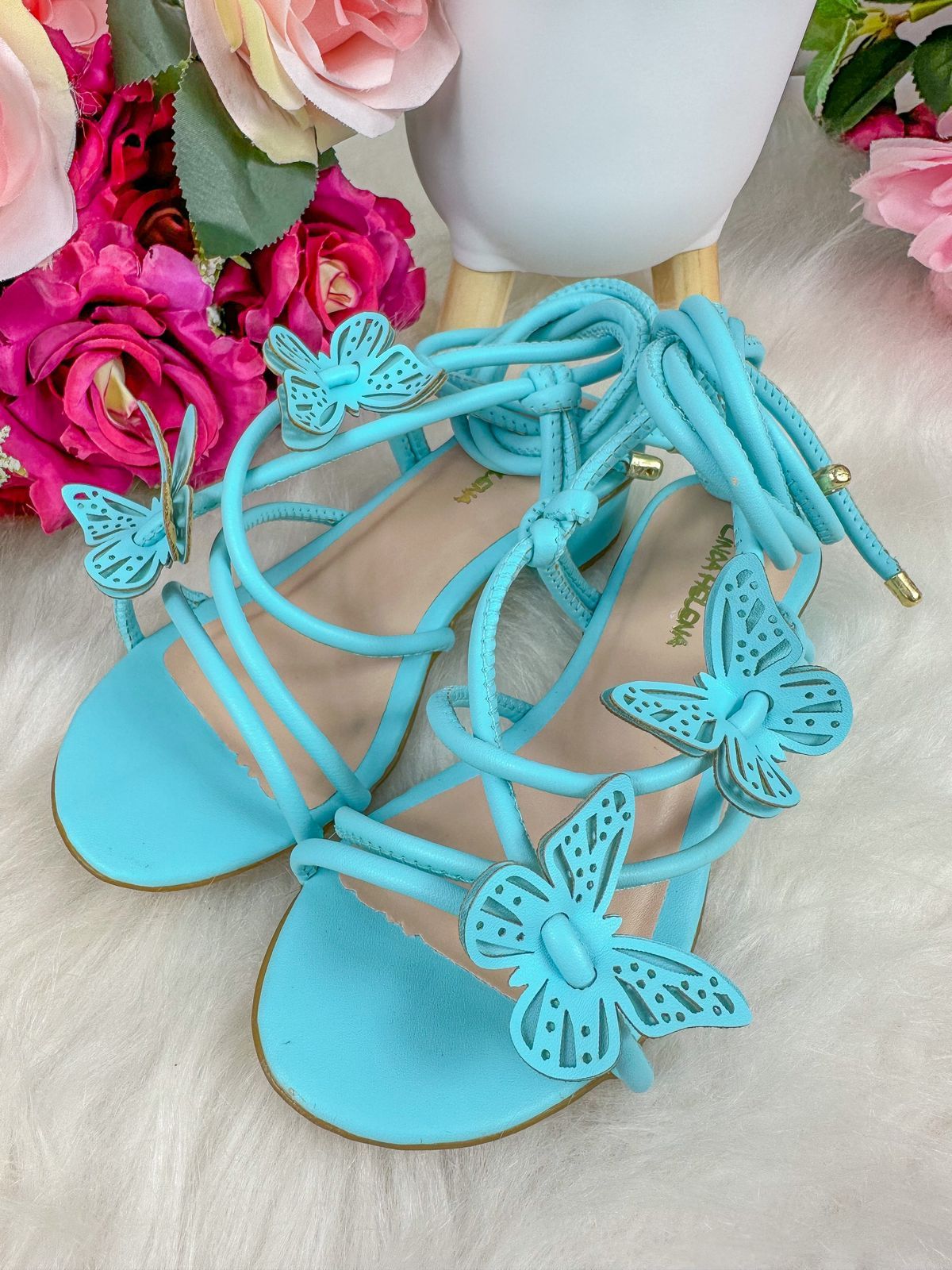 Sandalia Flor Di Mila Borboletas Azul de Amarrar - Qualidade e Cuidado para os Pequenos | Bebeloo Kids