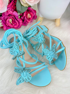 Sandalia Flor Di Mila Borboletas Azul de Amarrar - Qualidade e Cuidado para os Pequenos | Bebeloo Kids