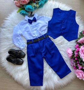 Conjunto Miss Cherry Social Leonardo Colete Azul Royal - Estilo Delicado para o Dia a Dia | Bebeloo Kids