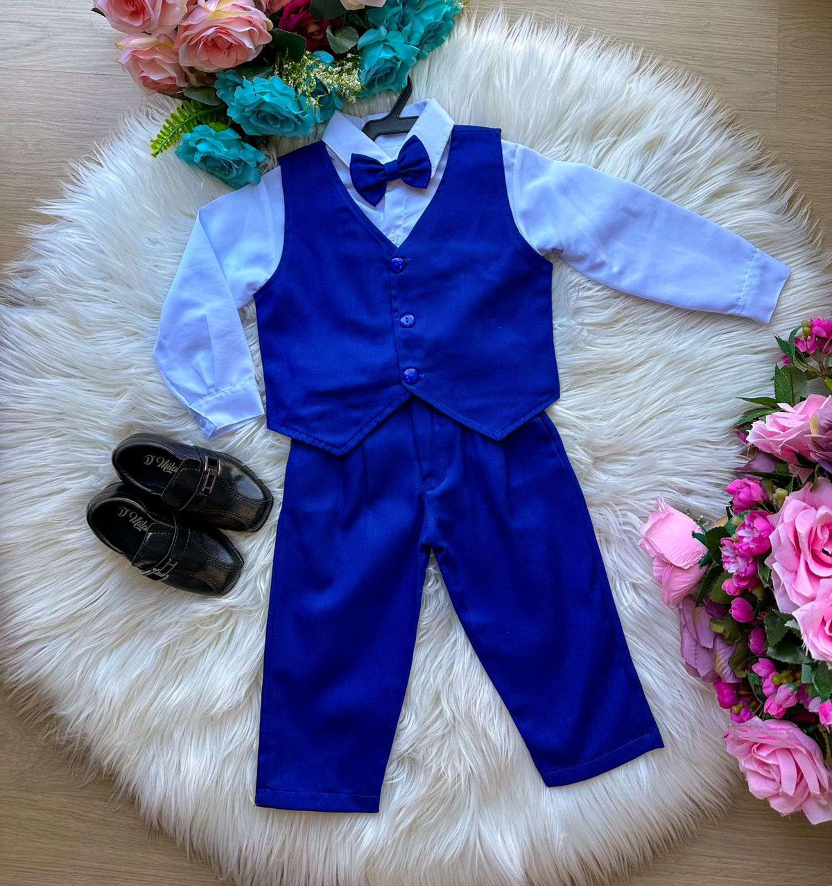 Conjunto Miss Cherry Social Leonardo Colete Azul Royal - Estilo Delicado para o Dia a Dia | Bebeloo Kids