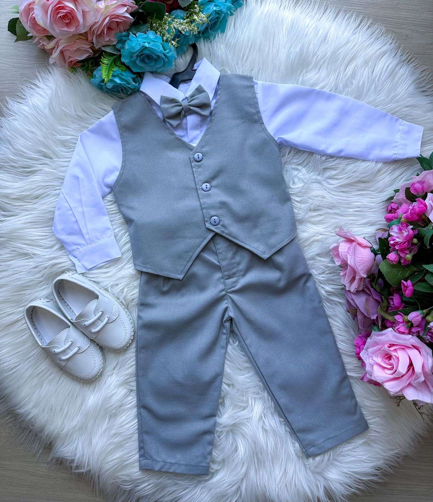Conjunto Miss Cherry Social Leonardo Colete Cinza Grafite - Estilo Delicado para o Dia a Dia | Bebeloo Kids
