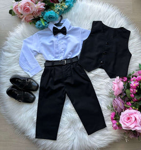 Conjunto Miss Cherry Social Leonardo Colete Preto - Estilo Delicado para o Dia a Dia | Bebeloo Kids