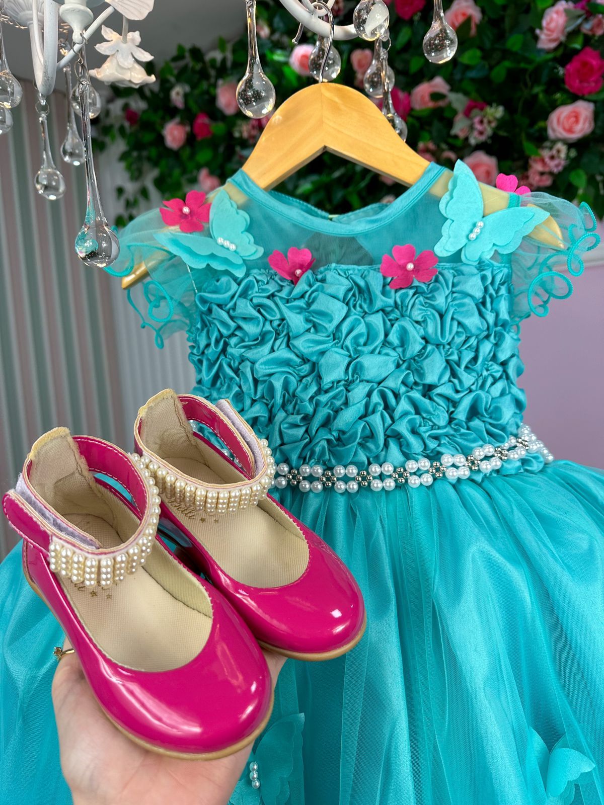 Vestido Princesa Bia Jardim Encantado Verde Tiffany - Leveza e Elegância para Meninas | Bebeloo Kids