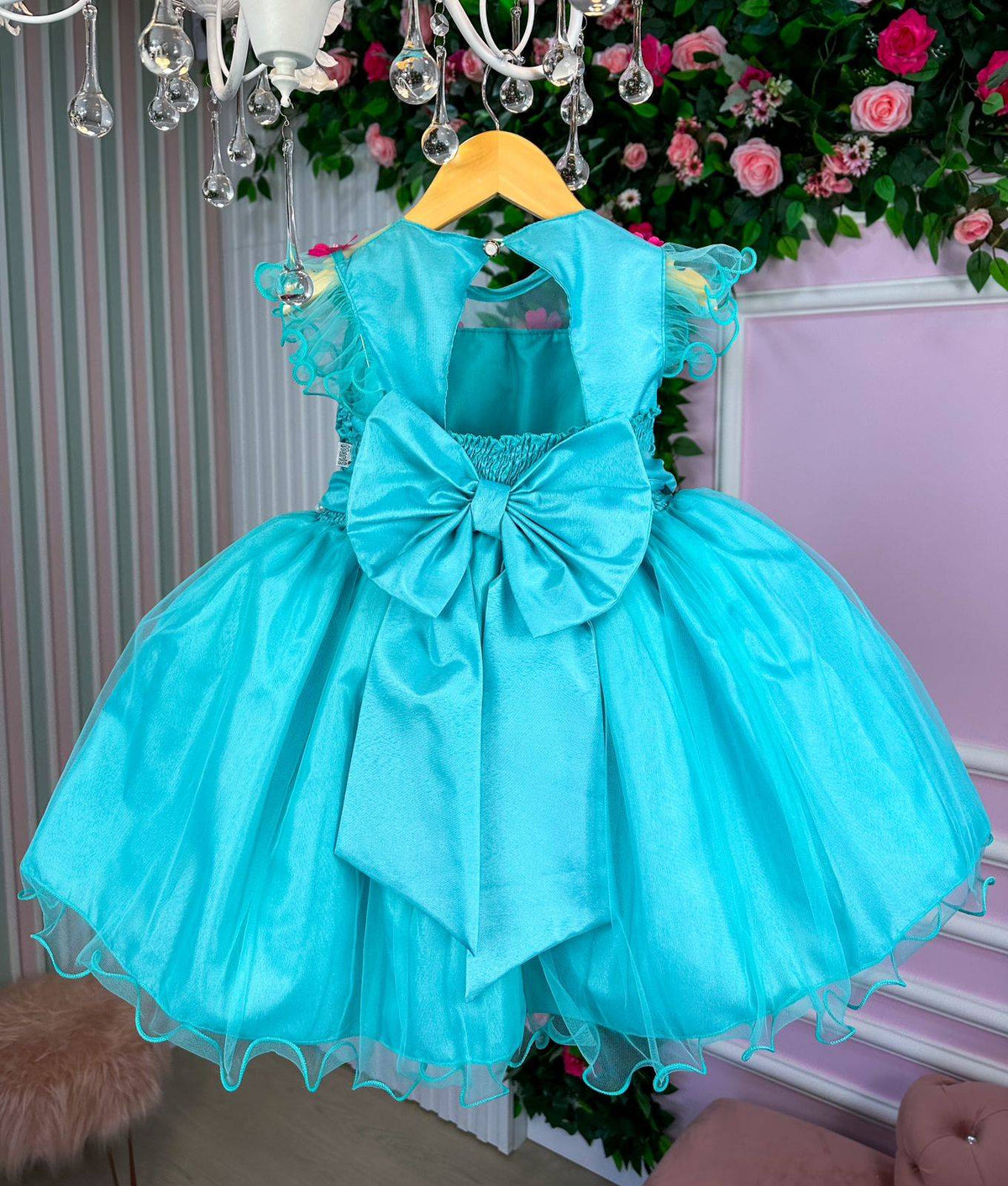 Vestido Princesa Bia Jardim Encantado Verde Tiffany - Leveza e Elegância para Meninas | Bebeloo Kids