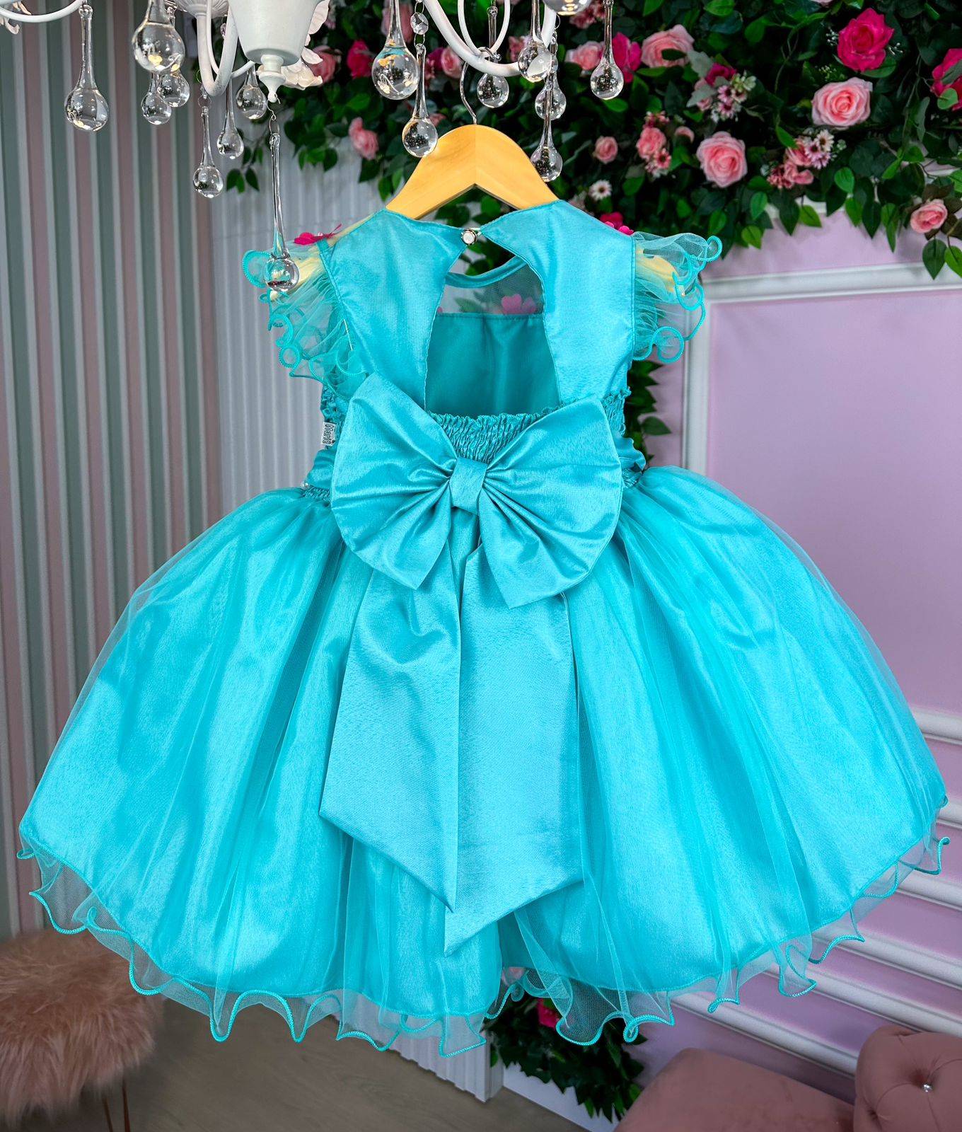 Vestido Princesa Bia Jardim Encantado Verde Tiffany - Leveza e Elegância para Meninas | Bebeloo Kids