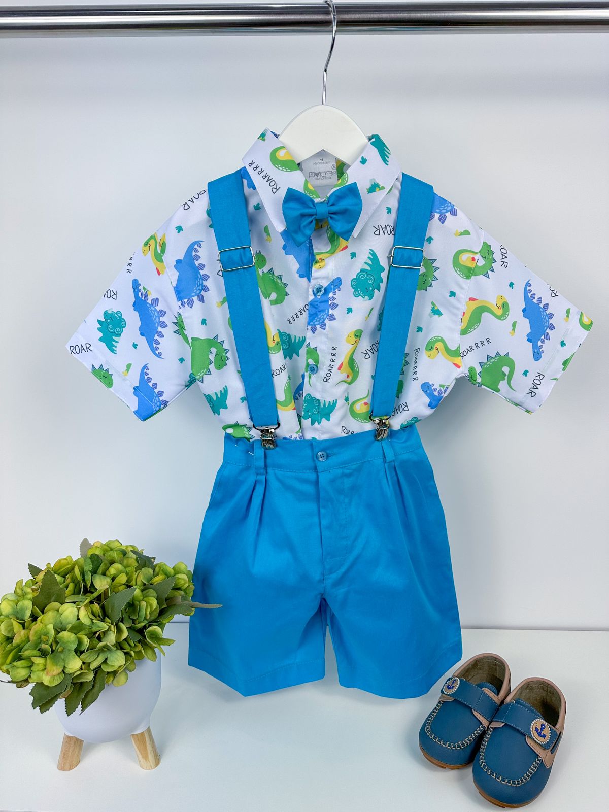 Conjunto Temático Dinossauro Azul - Estilo Delicado para o Dia a Dia | Bebeloo Kids