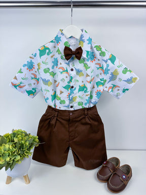 Conjunto Temáticos Meninos Dinossauro Marrom - Estilo Delicado para o Dia a Dia | Bebeloo Kids