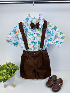Conjunto Temáticos Meninos Dinossauro Marrom - Estilo Delicado para o Dia a Dia | Bebeloo Kids