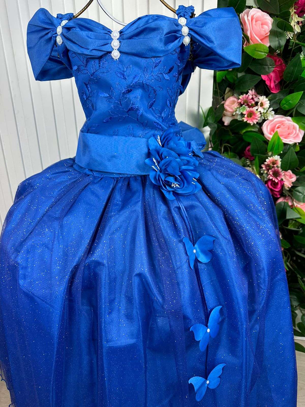 Vestido Marie Longo Manga Princesa Azul Royal - Leveza e Elegância para Meninas | Bebeloo Kids