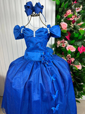 Vestido Marie Longo Manga Princesa Azul Royal - Leveza e Elegância para Meninas | Bebeloo Kids