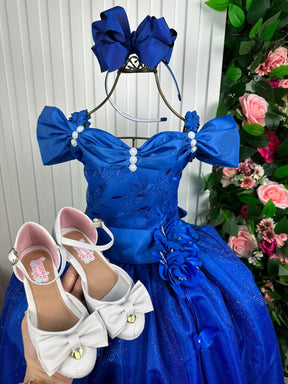Vestido Marie Longo Manga Princesa Azul Royal - Leveza e Elegância para Meninas | Bebeloo Kids