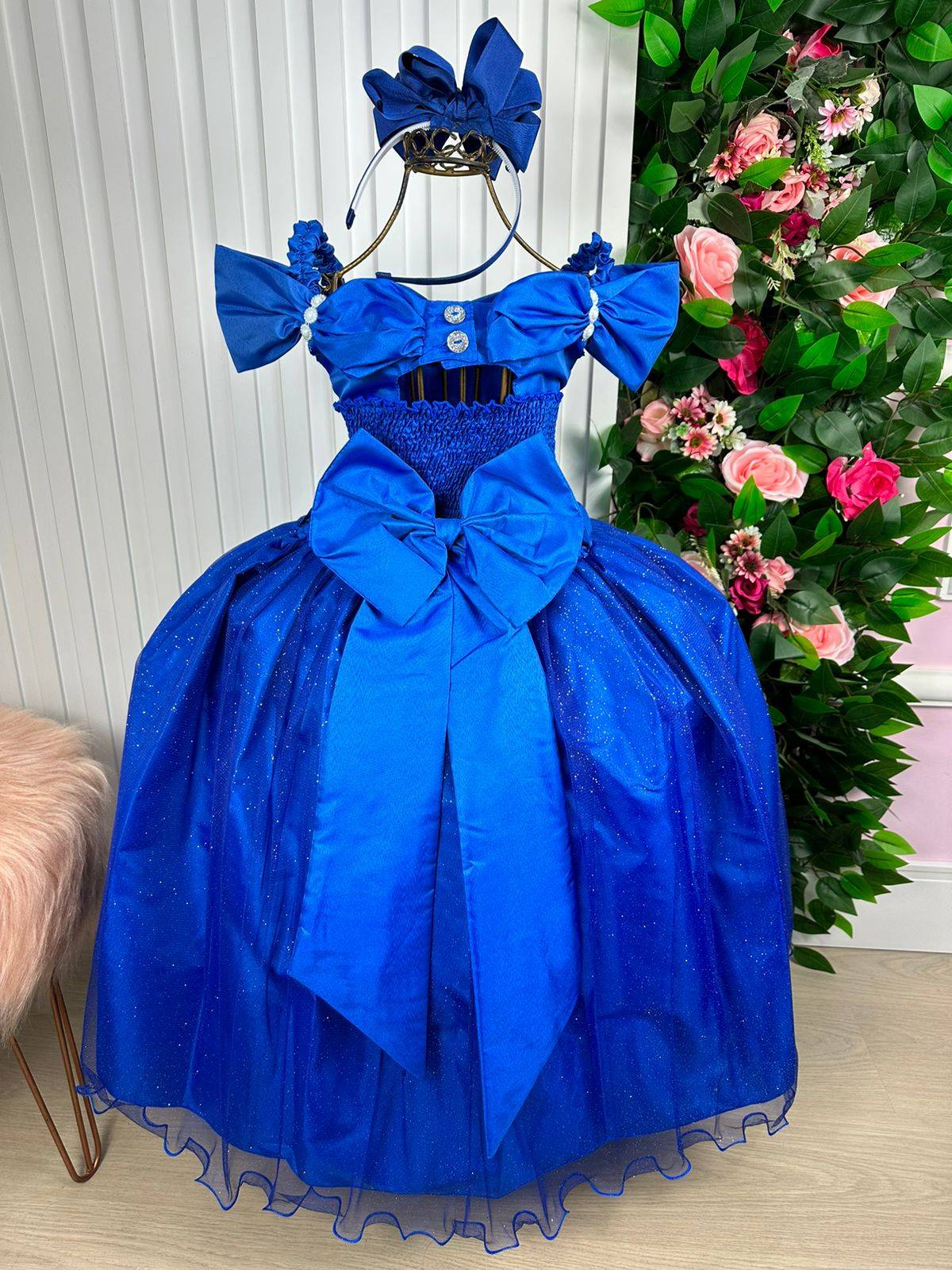 Vestido Marie Longo Manga Princesa Azul Royal - Leveza e Elegância para Meninas | Bebeloo Kids
