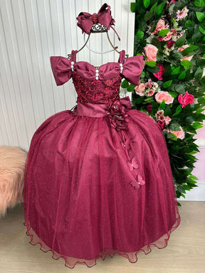 Vestido Marie Longo Manga Princesa Marsala - Leveza e Elegância para Meninas | Bebeloo Kids