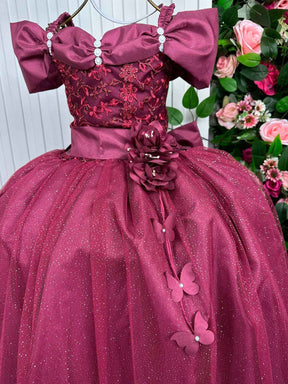 Vestido Marie Longo Manga Princesa Marsala - Leveza e Elegância para Meninas | Bebeloo Kids