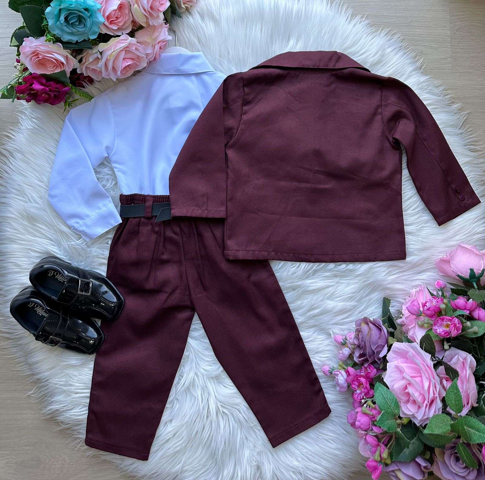 Conjunto Miss Cherry Social Terno Pedro Marsala - Estilo Delicado para o Dia a Dia | Bebeloo Kids