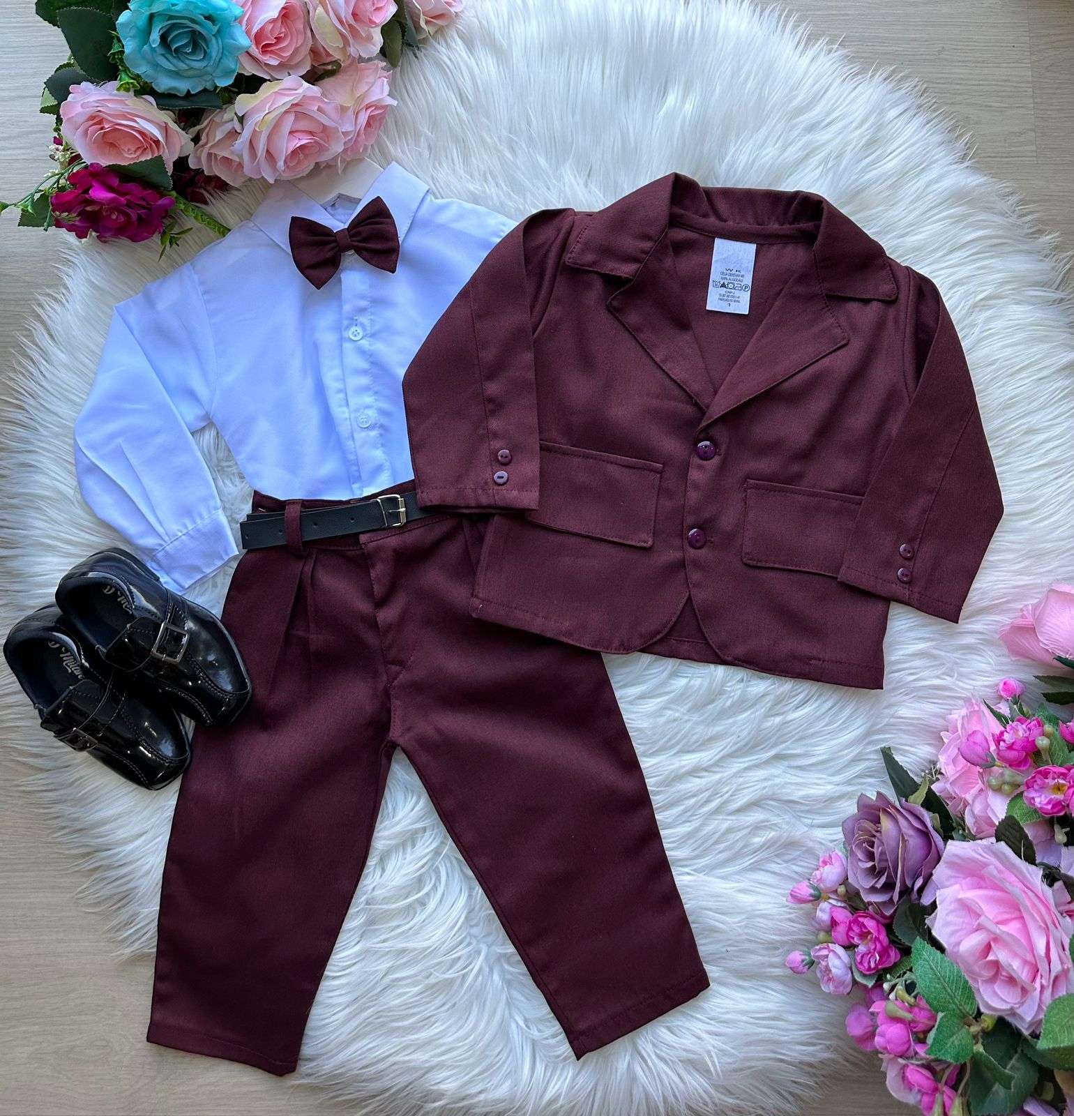 Conjunto Miss Cherry Social Terno Pedro Marsala - Estilo Delicado para o Dia a Dia | Bebeloo Kids