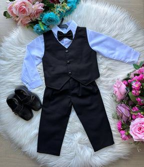 Conjunto Miss Cherry Social Leonardo Colete Preto - Estilo Delicado para o Dia a Dia | Bebeloo Kids