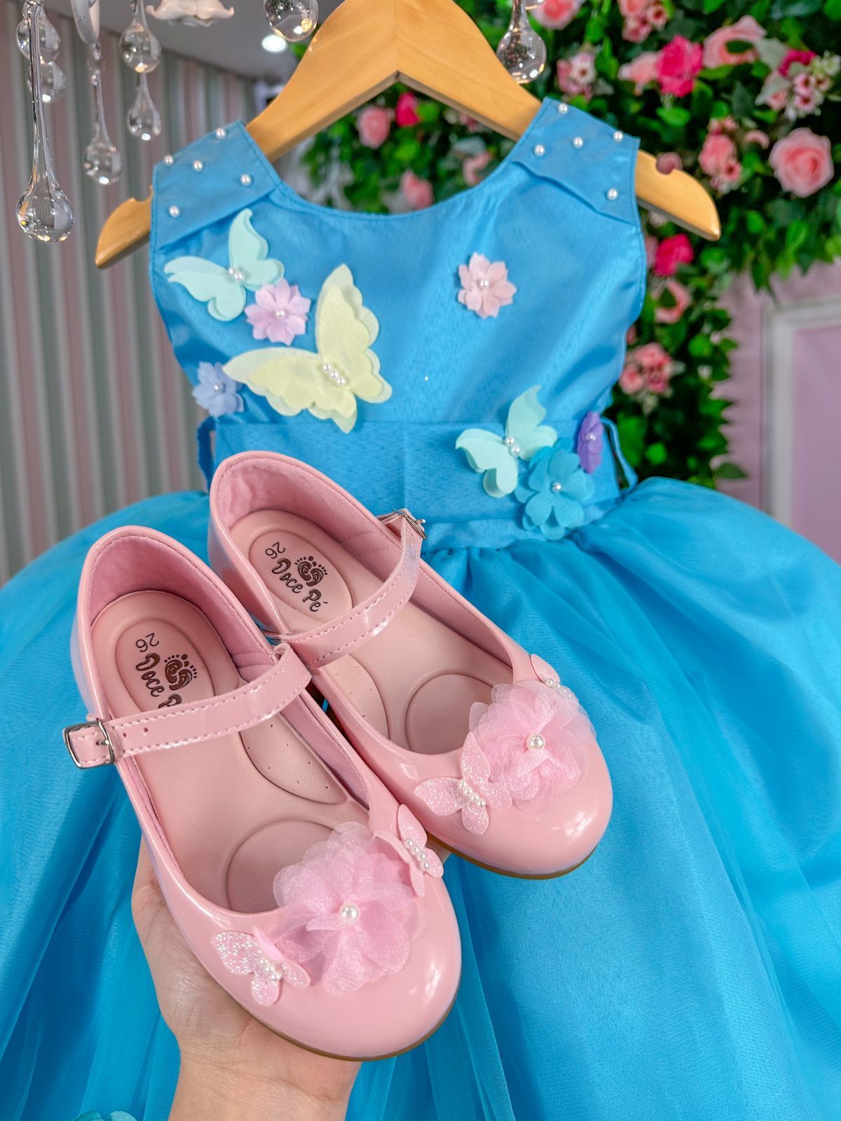 Vestido Princesa Anabel Jardim Encantado Azul Turquesa - Leveza e Elegância para Meninas | Bebeloo Kids