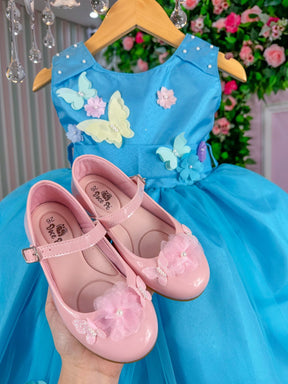 Vestido Princesa Anabel Jardim Encantado Azul Turquesa - Leveza e Elegância para Meninas | Bebeloo Kids
