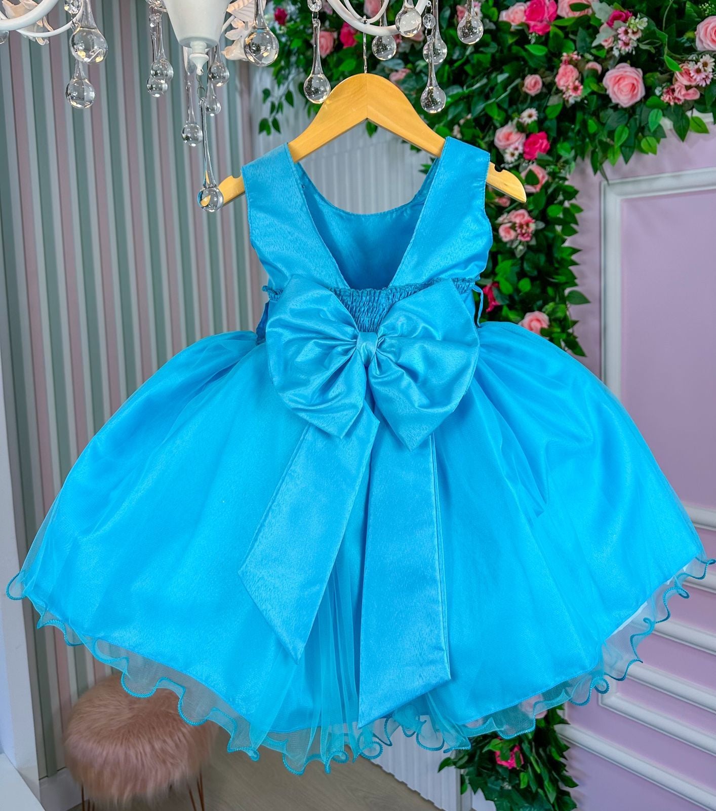 Vestido Princesa Anabel Jardim Encantado Azul Turquesa - Leveza e Elegância para Meninas | Bebeloo Kids