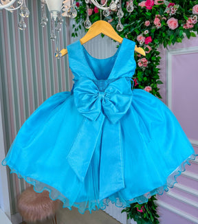 Vestido Princesa Anabel Jardim Encantado Azul Turquesa - Leveza e Elegância para Meninas | Bebeloo Kids