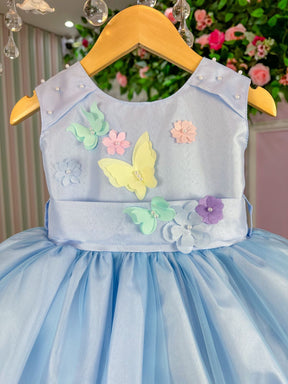 Vestido Princesa Anabel Jardim Encantado Azul Bebe - Leveza e Elegância para Meninas | Bebeloo Kids