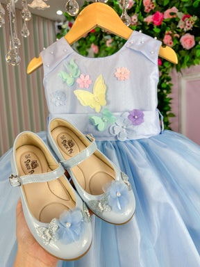 Vestido Princesa Anabel Jardim Encantado Azul Bebe - Leveza e Elegância para Meninas | Bebeloo Kids