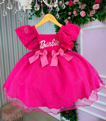 Vestido Princesa Tematico Barbie Pink Babado - Leveza e Elegância para Meninas | Bebeloo Kids