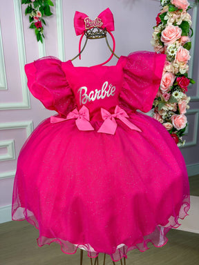 Vestido Princesa Tematico Barbie Pink Babado - Leveza e Elegância para Meninas | Bebeloo Kids