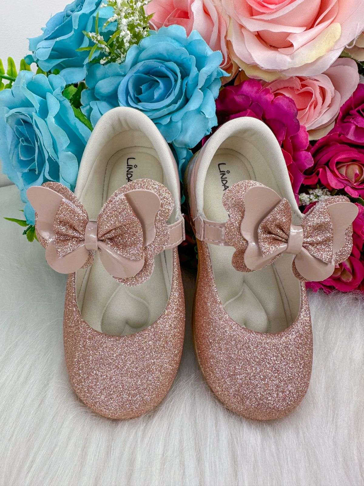 Sapatilha Flor Di MIla Baby Nude - Rose Gliter - Leveza e Charme para os Pezinhos | Bebeloo Kids