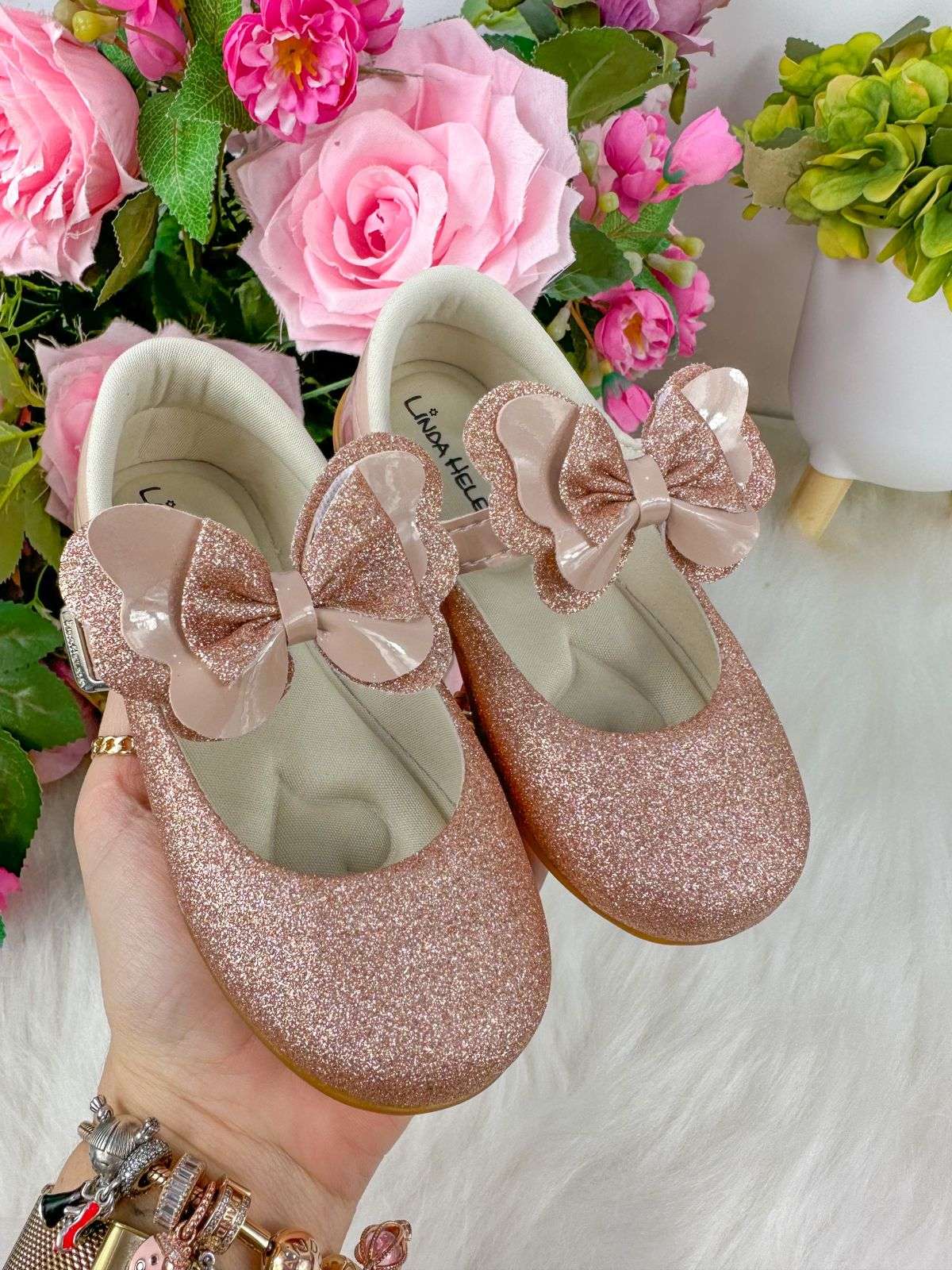 Sapatilha Flor Di MIla Baby Nude - Rose Gliter - Leveza e Charme para os Pezinhos | Bebeloo Kids