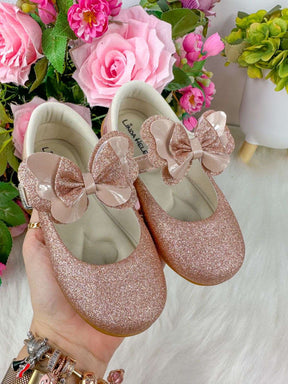 Sapatilha Flor Di MIla Baby Nude - Rose Gliter - Leveza e Charme para os Pezinhos | Bebeloo Kids