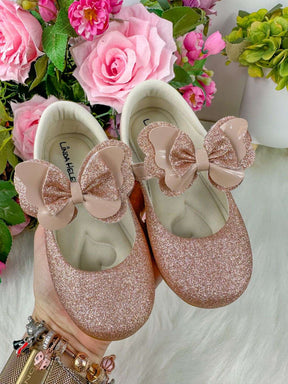 Sapatilha Flor Di MIla Baby Nude - Rose Gliter - Leveza e Charme para os Pezinhos | Bebeloo Kids