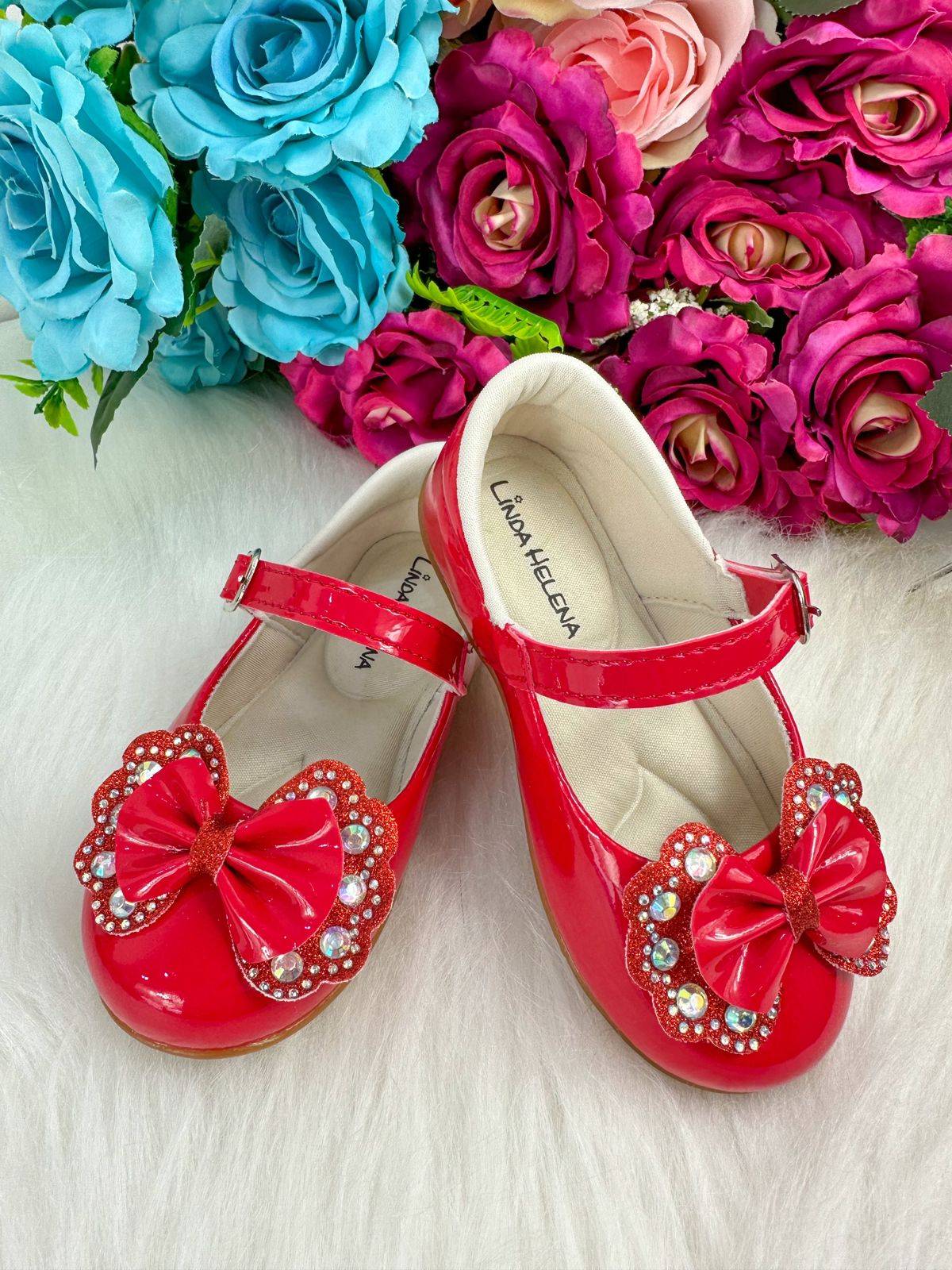 Sapatilha Flor Di MIla Baby Vermelho Lacinho Strass - Leveza e Charme para os Pezinhos | Bebeloo Kids