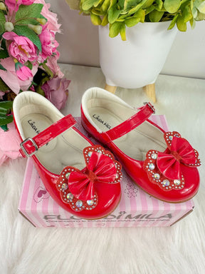 Sapatilha Flor Di MIla Baby Vermelho Lacinho Strass - Leveza e Charme para os Pezinhos | Bebeloo Kids