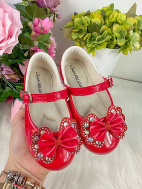 Sapatilha Flor Di MIla Baby Vermelho Lacinho Strass - Leveza e Charme para os Pezinhos | Bebeloo Kids