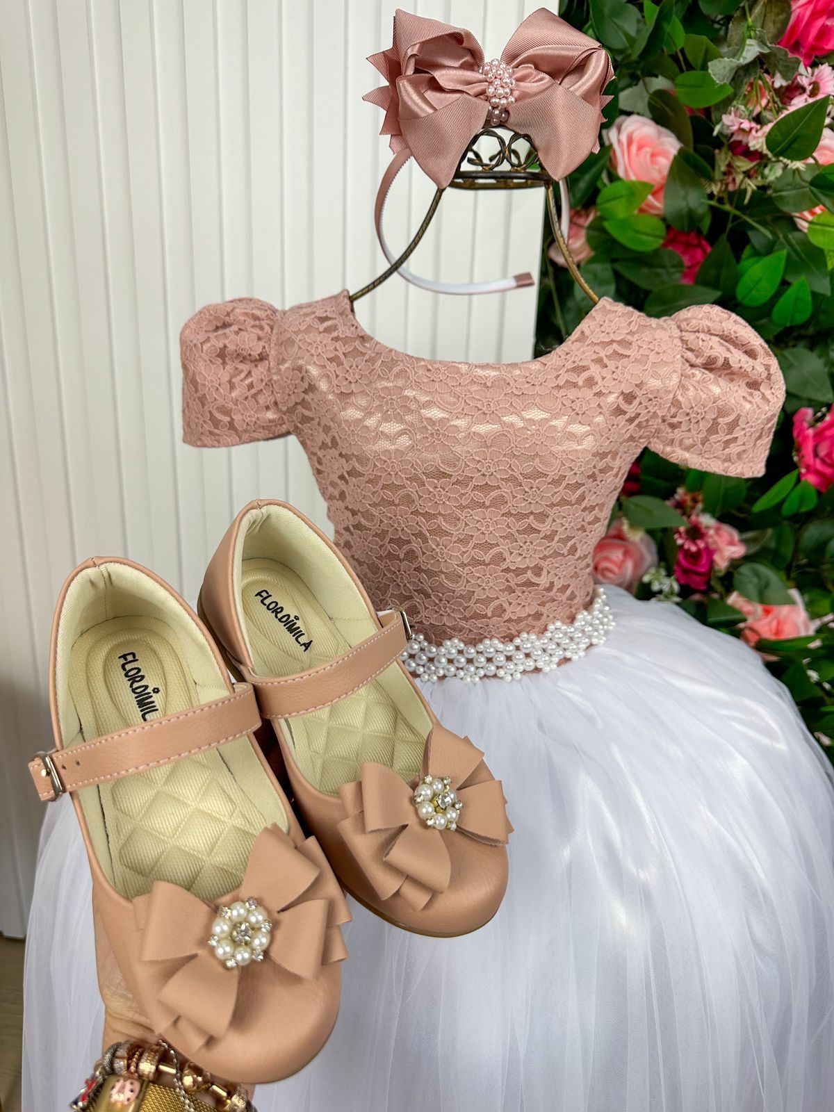 Vestido Enjoy Longo Mari Peito Rendado Rose Saia Branca - Leveza e Elegância para Meninas | Bebeloo Kids