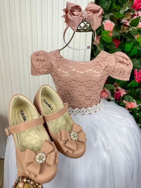 Vestido Enjoy Longo Mari Peito Rendado Rose Saia Branca - Leveza e Elegância para Meninas | Bebeloo Kids