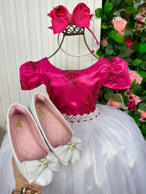 Vestido Enjoy Longo Mari Peito Rendado Pink Saia Branca - Leveza e Elegância para Meninas | Bebeloo Kids