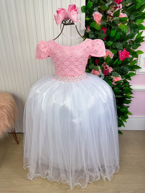 Vestido Enjoy Longo Mari Peito Rendado Rosa Bebe Saia Branca - Leveza e Elegância para Meninas | Bebeloo Kids
