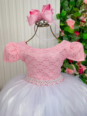 Vestido Enjoy Longo Mari Peito Rendado Rosa Bebe Saia Branca - Leveza e Elegância para Meninas | Bebeloo Kids