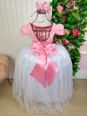 Vestido Enjoy Longo Mari Peito Rendado Rosa Bebe Saia Branca - Leveza e Elegância para Meninas | Bebeloo Kids