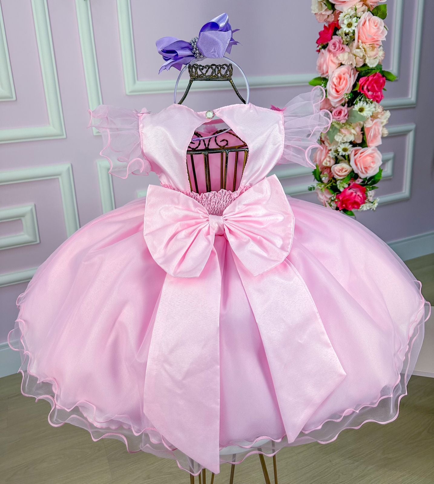Vestido Marie Rosa Jardim Encantado Laço - Toque Delicado para Completar o Visual | Bebeloo Kids