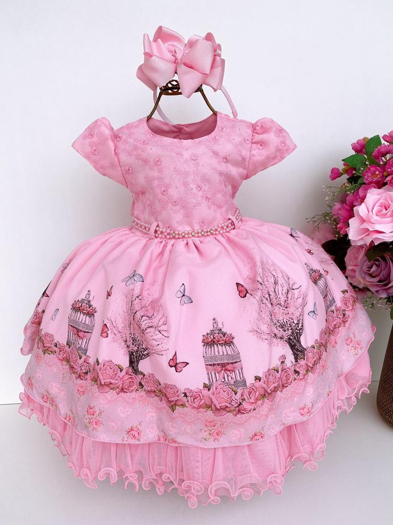 Vestido Infantil Menina Bonita Bosque Encantado Rosa - Leveza e Elegância para Meninas | Bebeloo Kids
