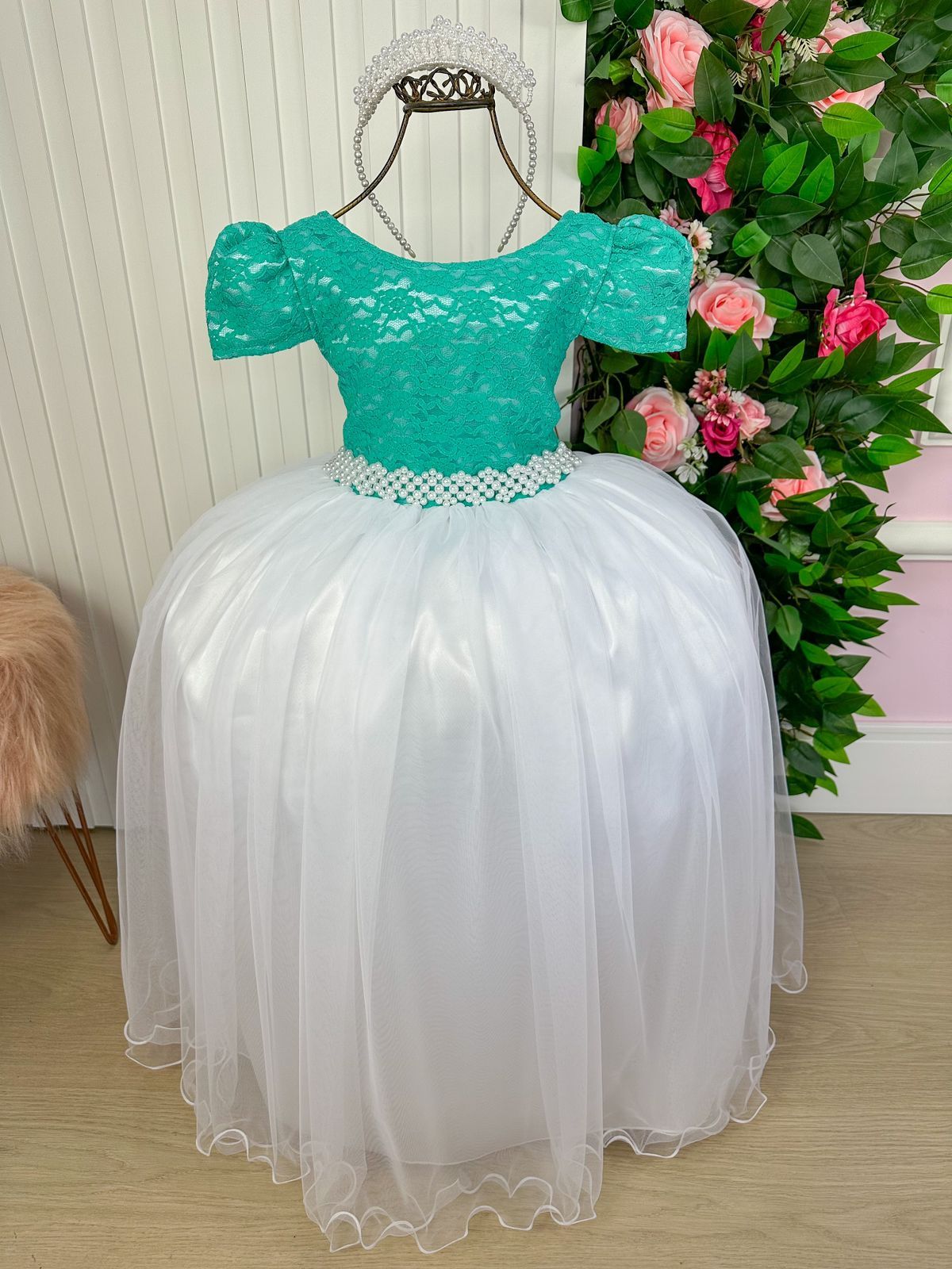 Vestido Enjoy Longo Mari Peito Rendado Verde Tiffany - Leveza e Elegância para Meninas | Bebeloo Kids