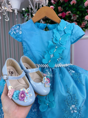 Vestido Marie Jardim Encantado Luxo Azul Tiffany (VESTMRIEJDENCTDRNAZ)