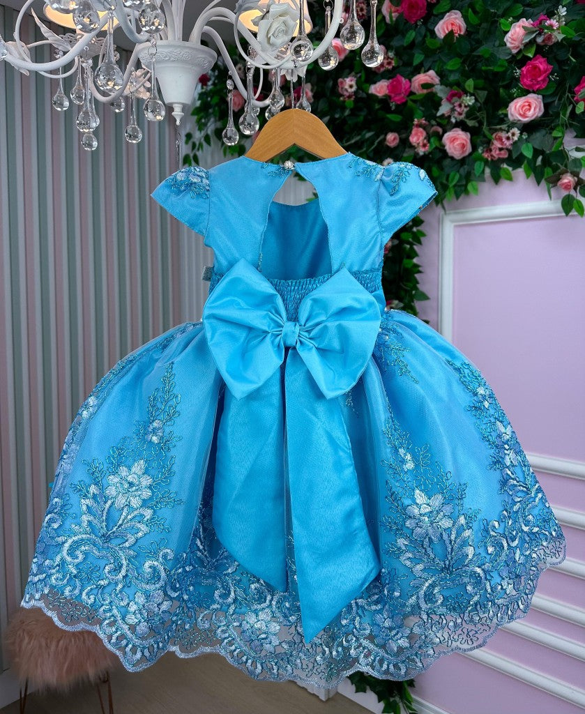 Vestido Marie Jardim Encantado Luxo Azul Tiffany (VESTMRIEJDENCTDRNAZ)