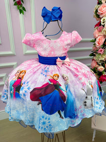 Vestido Infantil Temáticos da Gigi Princesa Gelo Rosa (VESTINFTMCDGGFRZNRS)