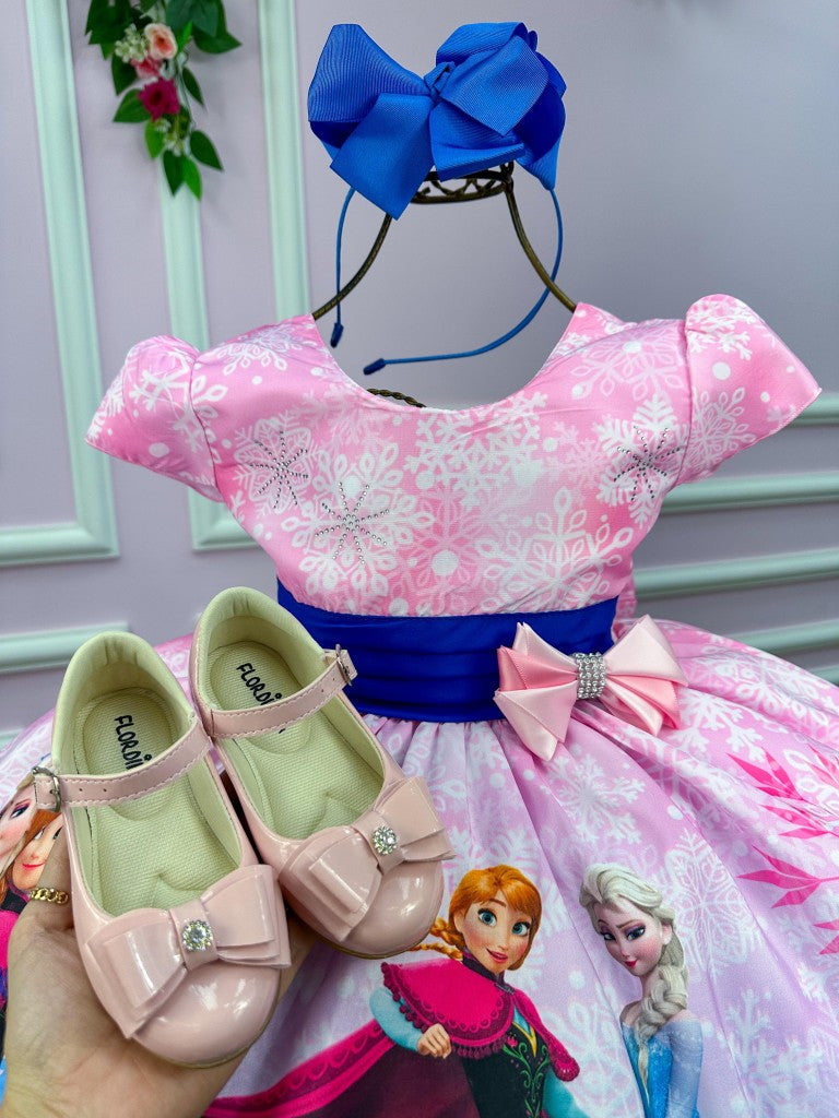 Vestido Infantil Temáticos da Gigi Princesa Gelo Rosa (VESTINFTMCDGGFRZNRS)