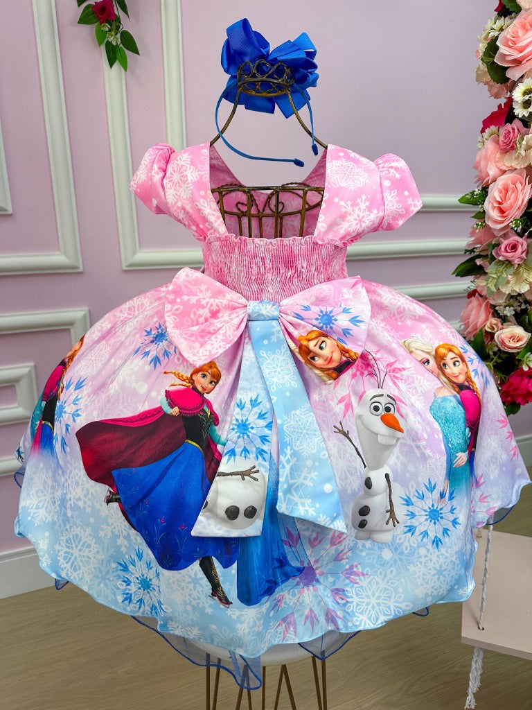 Vestido Infantil Temáticos da Gigi Princesa Gelo Rosa (VESTINFTMCDGGFRZNRS)
